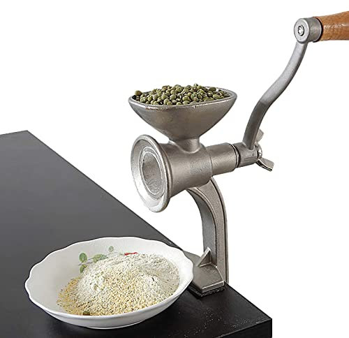 BONOOL Manuelle Kurbel-Kaffeemühle, Edelstahl, Hand-Mais-Getreidemühle, Mutternmühle, Weizenmühle mit Tischklemme, tragbare Bohnen-Reismühle, Mehlmahlmaschinen mit Holzgriff-Mühle