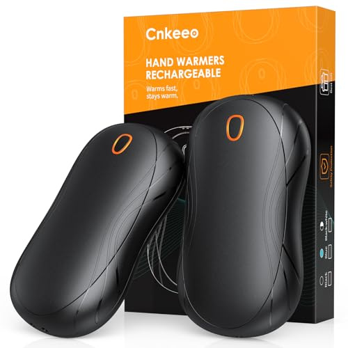 Chauffe Mains Rechargeable, Cnkeeo Chaufferette Main Reutilisable USB, Split Deux en Un Electrique Chauffage Double Face Bon pour Le Golf, Randonnée, Camping Cadeaux de Noël d'hiver (Noir)