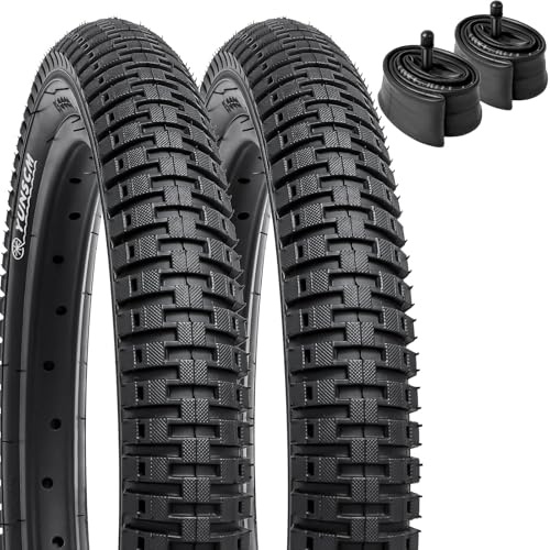 YUNSCM 2-ST 18 tum cykeldäck 45 x 2,125/57-355 och 18 tum cykelrör Schrader-ventil kompatibel med 18x2.0 18x2.1 18x2.125 18x2,15 terrängcykel däck och slangar (Y-33)