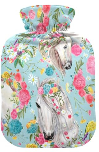 ISAOA Wärmflasche, Motiv Pferd und Blume, S