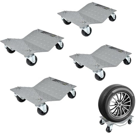 UISEBRT 4 unidades de ayuda para maniobras con ruedas, ruedas giratorias, capacidad máxima de 500 kg/pieza, gato hidráulico para coche, 405 x 300 mm