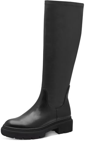 MARCO TOZZI Damen Hohe Stiefel ohne Absatz Kniehoch mit Plateau, Schwarz (Black), 39 EU