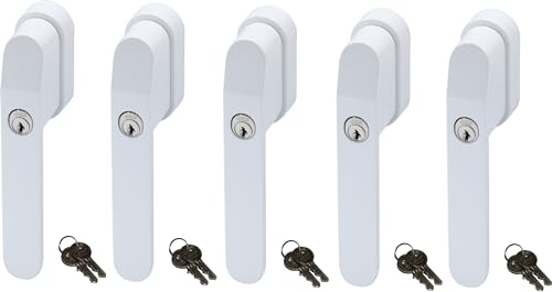 ABUS FG400W, abschließbarer Fenstergriff in weiß im Set 5 Stück, alle gleichschließend AL0089 mit zehn Schlüsseln