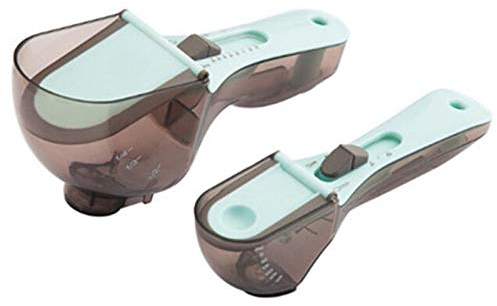Eighosee 2 cucharas medidoras ajustables con tazas medidoras magnéticas multifuncionales para medir líquidos sólidos
