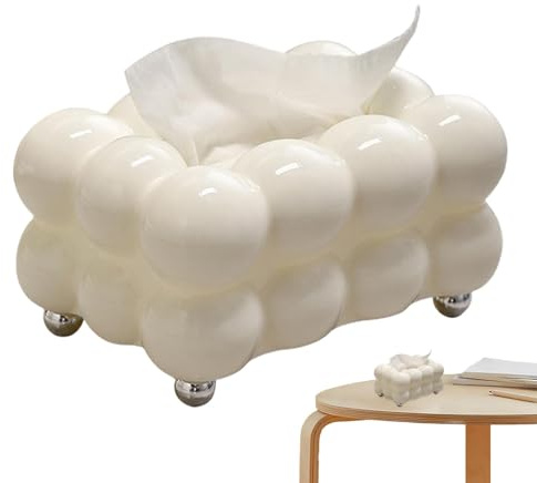 Zuckerwatte Tissue Box, Haushalts Wohnzimmer Papier Aufbewahrungsbox, Taschentuchbox Bubble, Gesichtspapier Organizer Spender, Modern Kosmetiktücher Box, Tischdekoration Weiß