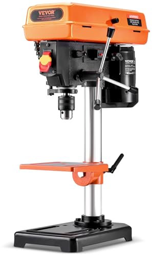 VEVOR Perceuse à Colonne d'Établi 203,2 mm, Moteur à Induction, 500 W, Vitesse Réglable 550/950/1450/1950/2500 tr/min, Table de Travail Inclinable 0-45°, Lampe de Travail à LED, pour Bois et Métal