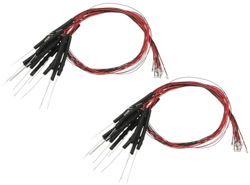 PATIKIL 0805 Pre-Wired Micro LED, 24 Pcs 9-12V Pre-soldered Mini Light Emitting Diodes Surface Mount Device for Model, DIY, 9.8 Length, Cold White