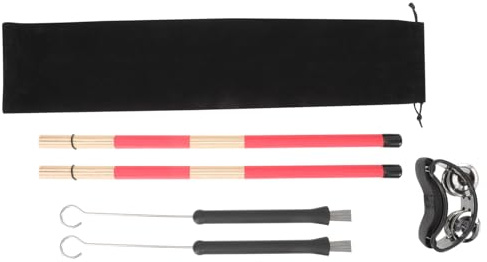 Schlagzeugbesen Satz 1 Satz Schwarz für Trommel und Drum Satz | Metall, Bambus, Kunststoff und Nylon, für Drummer und Beginner, Professionelles Design
