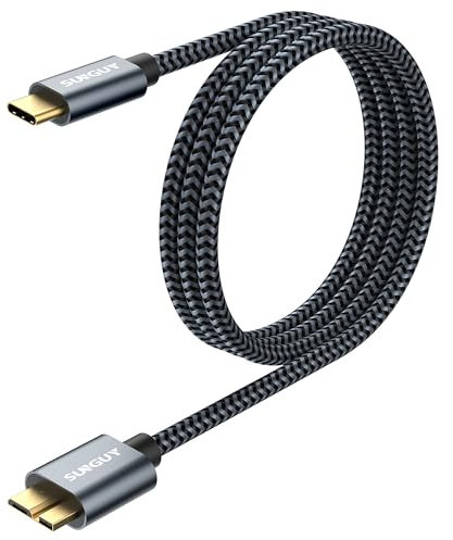 SUNGUY Cavo Hard Disk USB C, 2 pezzi 1m USB3.1 10Gbps Cavo Micro B Maschio a USB C Maschio, Cavo USB Type-C Hard Disk per WD Elements, HDD, Toshiba, Esterno