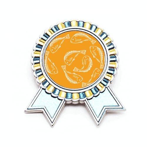 Anstecknadel mit Fisch und Meeresfrüchten, M, Metall