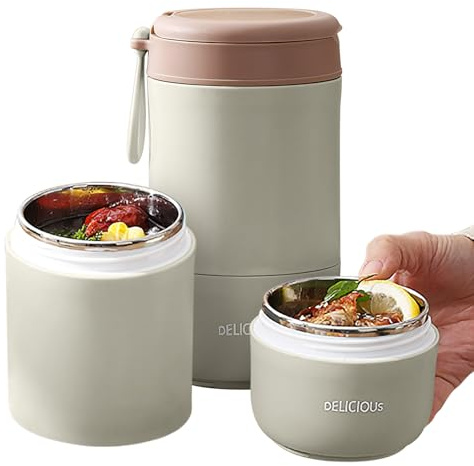 Contenitore termico per alimenti a tenuta stagna, in acciaio inox, isolamento sottovuoto, con cucchiaio, per scuola, lavoro, picnic (verde, doppio strato)