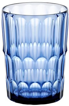 Guzzini - Vanity, bicchiere alto, decoro 2, blu denim, in Bio-based SAN e Bio-based SMMA - ACQUA