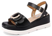 QUEEN HELENA Zeppe Sandali Platform con Cinturino Casual Donna ZM9932 (Nero, Sistema Taglie Calzature EU, Adulto, Donna, Numero, Media, 36)