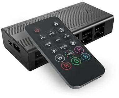Mars Gaming MF-HUB, Hub de Control de Ventiladores PWM, Controlador de Velocidad hasta 10x Ventiladores e Iluminación ARGB hasta 10x Dispositivos, Mando a Distancia, Compatibilidad Total ARGB, Negro