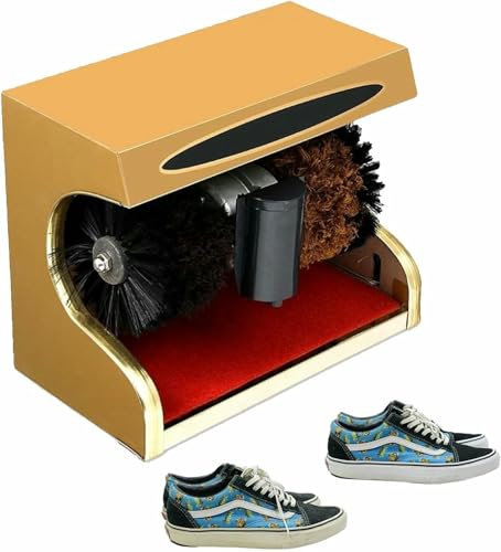 MNJVCFDS Automatic Shoe Polishing Machine, Electric Shoe Shine Polisher with Double Combination Brush, Automatic Induction, Low Noise, for Home Shop Hotel Lobby
