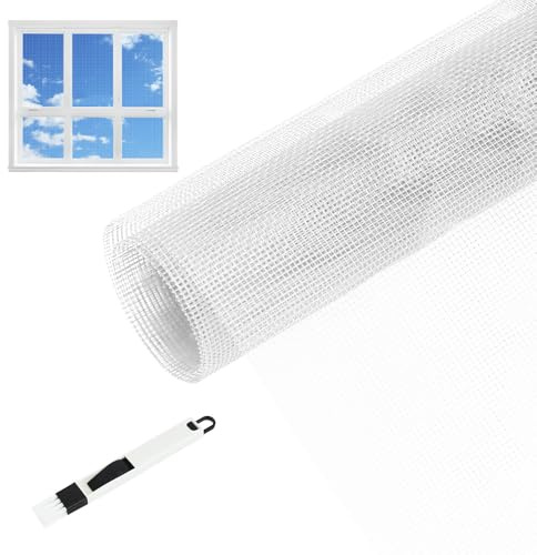 Riisoyu Rete per Zanzariera in Fibra di Vetro, 120 x 250 cm Zanzariera Finestra zanzariera ad alta densità rete di ricambio per zanzare tagliabile a piacere con spazzola per la pulizia