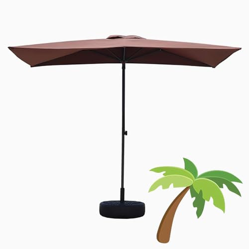 YHDMDQ Demi-Parasol De Terrasse De 2.5x1.3m, Parasol De Jardin Demi-rectangulaire avec Hauteur Réglable, Imperméable Pare-Soleil pour Contre Un Mur, Un Porche Ou Un Balcon(Coffee)