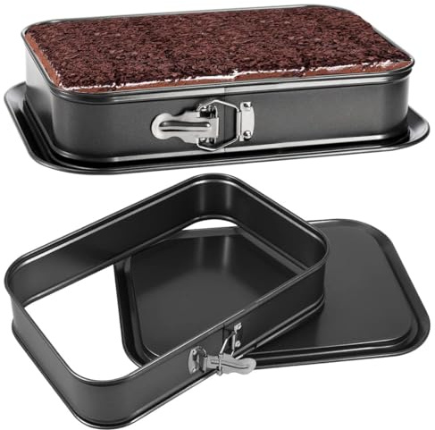 LANYOTA Cake Tin, Spring Form Pan Rectangular Cake Baking Trays Cheesecake Tin for Baking with Removable Bottom, Baking Pan Cake Molds (Small-28x18cm)