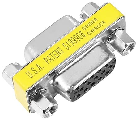 NUOBESTY Adaptateur Coupleur Vga Femelle-Femelle Compact, pour Extension Câble Vga 15 Broches, Usage Bureau et Maison, Compatible Signal Haute Définition, Couleur Jaune, Lot de 10 Pièces