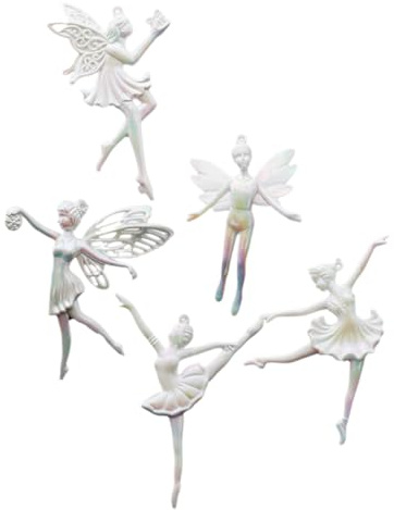 ERINGOGO 5 Stück Weihnachtsengel Anhänger Leichte Ballerina Baumschmuck Figuren zum Aufhängen an Weihnachtsbaum Tür Wand Festliche Deko für Weihnachten Party und Geschenkideen