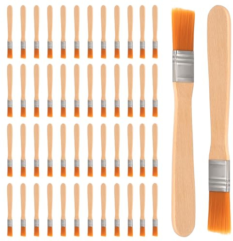 Lot de 50 pinceaux plats avec manche en bois de 13,5 cm - Petits pinceaux pour peinture, bricolage, peinture, art, fenêtre