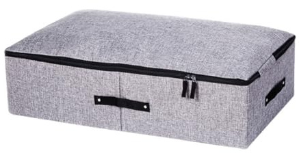 CONGARTENO Caja de Almacenamiento Plegable de Algodón y Lino con Tapa para Ropa Organizador bajo Cama Resistente y Espacioso Gris Oscuro para Dormitorio y Armario