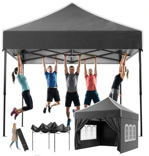 Devoko Pavillon 3x3 Wasserdicht Stabil Winterfest | Faltpavillon mit Seitenwänden, UV Schutz 50+, Partyzelt Höhe Verstellbar, Grillpavillon für Gärten, Innenhöfe, Camping
