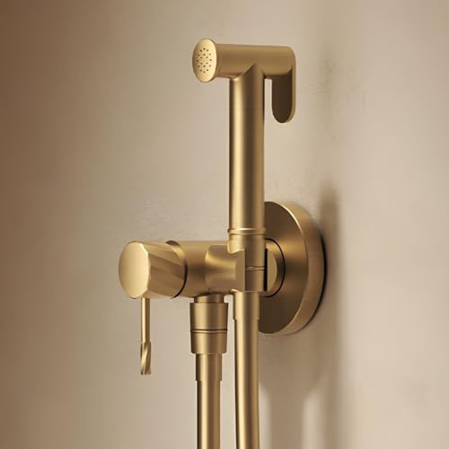 IMEX - Douche Bidet Eau Froide et Chaude Couleur Doré | Robinet Bidet Encastré pour WC Or Brossé | Douche Hygiénique Monocommande pour Toilettes | Robinetterie Substitut de Bidet | Série Bless