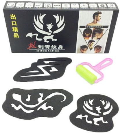 Kit de Tatouages Capillaires 25 Pièces, Pochoirs en Plastique Noir