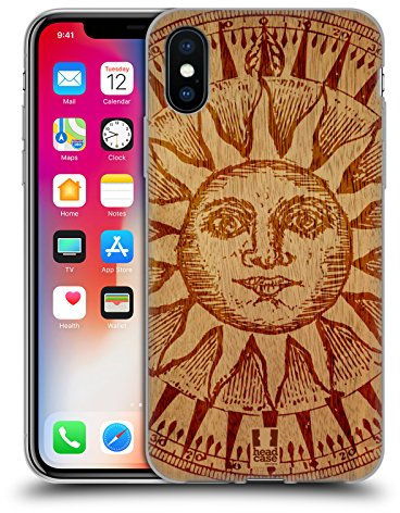 Head Case Designs Soleil Art en Bois Coque en Gel [Protection de Qualité Militaire] Compatible avec Apple iPhone X/iPhone XS Et Compatible avec MagSafe