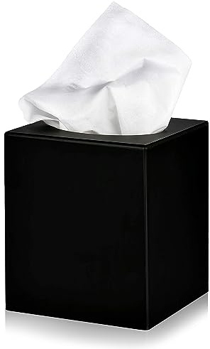 Alpine Industries Black Acrylic Tissue Box Cover - Eco Friendly Dispenser - Decorative Holder/Organizer for Bathroom, Office Desk & Car (Black)