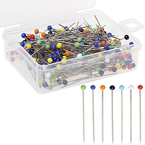 Egurs 250 Stück Stecknadeln mit Glaskopf, Mehrfarbig, Nähnadeln Glaskopfstecknadeln für DIY, Nähen,Quilting, Basteln, Schneider,Schmuck Komponenten