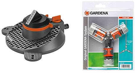 Gardena Comfort Teil- und Vollkreisregner Tango: Kreisregner 2 in 1: Teil- und Volkreisregner, für Flächen bis max. 310 m², max. Sprengbereich 20 m & Abzweig-Satz für 13 mm - und 15 mm-Wasserschläuche