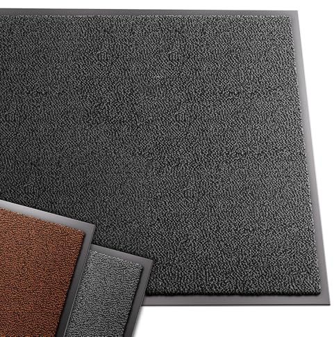 VOUNOT® Zerbino Ingresso Casa da Esterno, Tappeto Entrata Interno, Resistente Sporco, Antiscivolo e Essorbente, 90x120 cm, Grigio-Nero