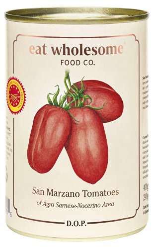 Eat Wholesome San Marzano Tomatoes DOP, 400g (Pack of 12) - Naturally Sweet, Perfect for Pasta Sauces, Pizza Sauces & More, Vegan