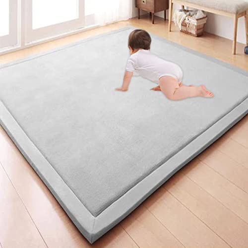 GGoty Alfombra de área grande de terciopelo coral para bebé, alfombra gruesa para niños, estudio, cocina, guardería, alfombra de gateo para bebé, alfombrilla de yoga antideslizante (80 x 150 x 2 cm,