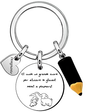 Regalo dell'insegnante da parte degli studenti, Grazie Apprezzare il portachiavi con ciondolo in argento Per Festa degli insegnanti (Ci vuole un grande cuore per aiutare le giovani menti a plasmarsi)