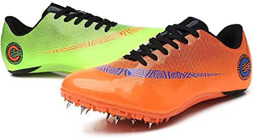 WoCOyo Leichtathletik Lauf Spike Schuh Herren Damen Leichtathletik Sprinter Atmungsaktiv rutschfest Gummisohle Leichtathletik Rennschuhe mit abnehmbarem Spike,004,40EU