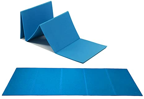 Fitnessmatte, faltbar, 175 x 50 cm, hellblau, für den Innenbereich, für Fitnessstudio oder zu Hause