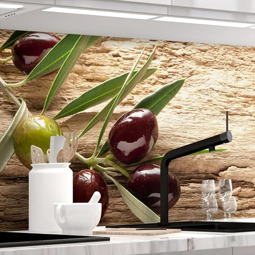 Stickerprofis Küchenrückwand Matt selbstklebend - OLIVEN - 0.5mm versteifte PET Folie, zuschneidbar, Spritzschutz PRO 60 x 220cm