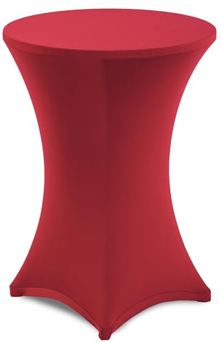 Gräfenstayn® Stretch Stehtischhusse Diana mit Öko-Tex Siegel, Verstärkung im Fußbereich, 40°C Maschinenwäsche Ø60-65cm / Ø70-75cm / Ø80-85cm (Rot, Ø80-85cm)