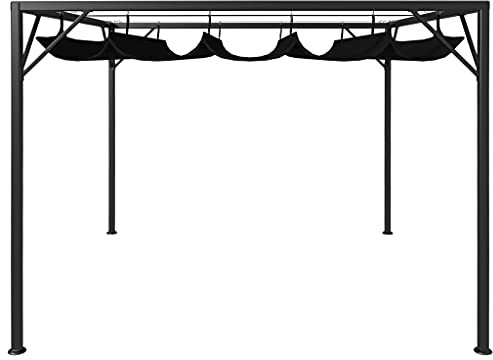 Festnight pavillon 3x3 Metall mit Ausziehbarem Dach pergola Balkon Wasserdicht, Stabil & Winterfest, Gartenpavillon mit UV-Schutz & Stahl Anthrazit 3x3 m Stahl