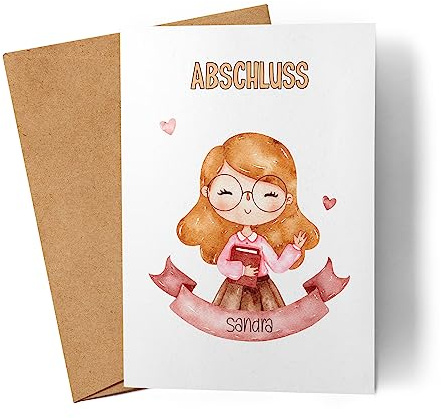 Kiddle-Design Personalisierte Abschlusskarte 2024 | Mit Namen und Überschrift | Graduation Gift | Abitur Bachelor Master | Karte zum Studienabschluss