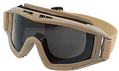 Tbest Desert Locust-Brille, Winddicht, Sanddicht, Einfache Solar-Outdoor-Brille mit 2 Gläsern, Khaki
