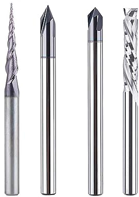 SpeTool 4 Stück Fräser Set 4mm Schaft Vollhartmetall VHM CNC Fräser V-Nutfräser Schaftfräser Holzfräser fräser für oberfräse für Holz Gravur