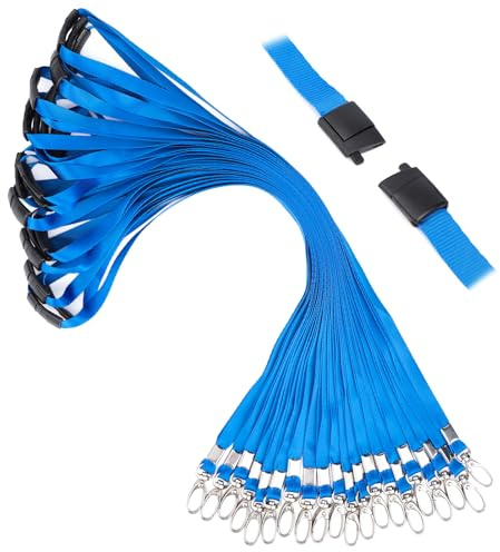 Segus Lanyard Schlüsselband, Schlüsselband mit Sicherheitsverschluss und mit Karabiner, 10 Stück Umhängeband aus Nylonimitat für Ausweishüllen, Schlüssel, Plastikkarten (Blau)