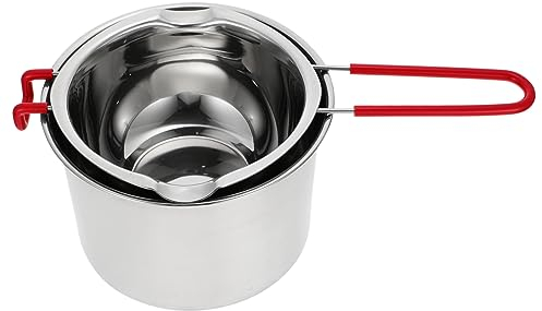 BESTonZON 1set Stainless Steel Cheese Melting Pot Material Double Boiler for Butter and Cheese Compact Outdoor Cooking Pot Handle for Camping and Baking
