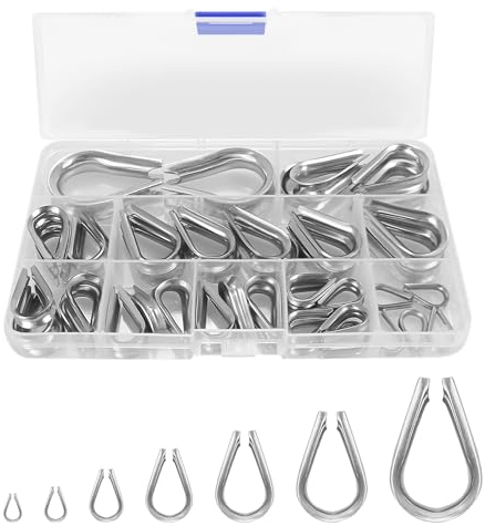 Fune Metallica Ditale Ditali in Acciaio Inox,capicorda in acciaio inossidabile 304, Anello di Fissaggio del Manicotto Della Fune Metallica(1,5-8 mm)