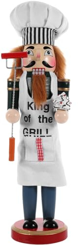 Amosfun Décorations De Casse-Noisette De Chef en Bois 38 Cm Grand Cuisinier De Noël Figurines De Casse-Noisette Marionnette De Soldat Table De Noël Cheminée Pièce Maîtresse Cadeau De