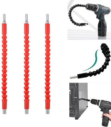 Prolunga flessibile per punte, cacciavite flessibile, set di punte per trapano 3 pezzi, utensile pieghevole, 2024 nuovo cacciavite per punte per trapano flessibile (rosso)